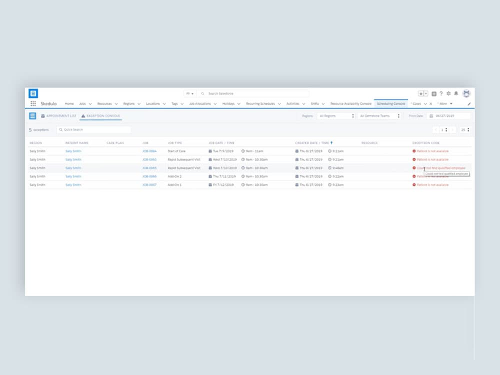 Scheduling Exception Console screenshot 1