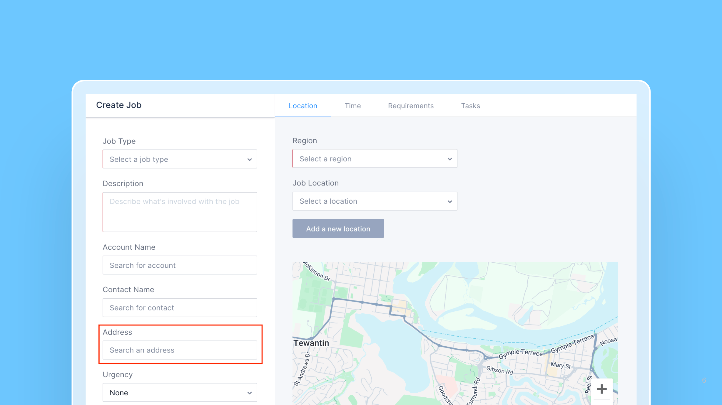 Address field optional when creating work cover image