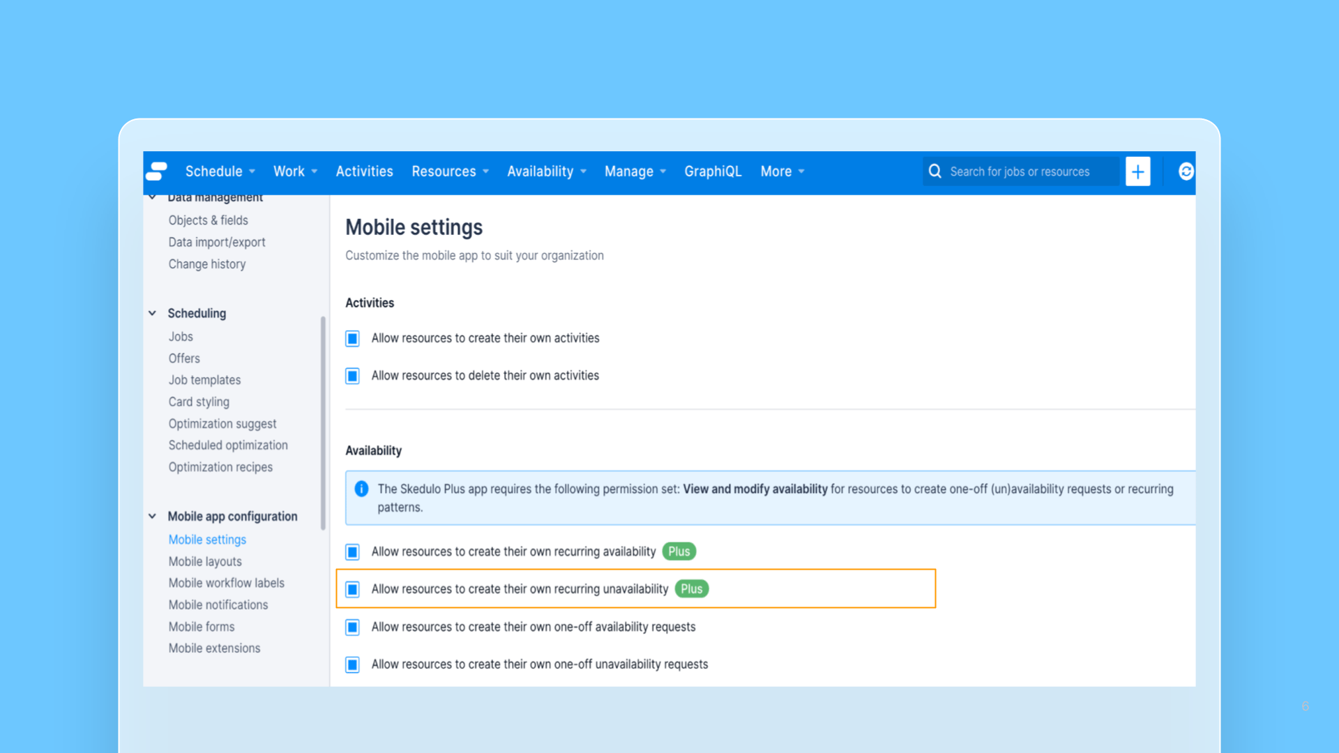 Skedulo Plus – Recurring unavailability management cover image