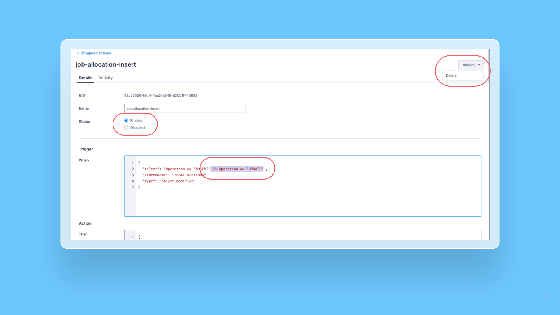 Create, update, and delete triggered actions via the web app cover image