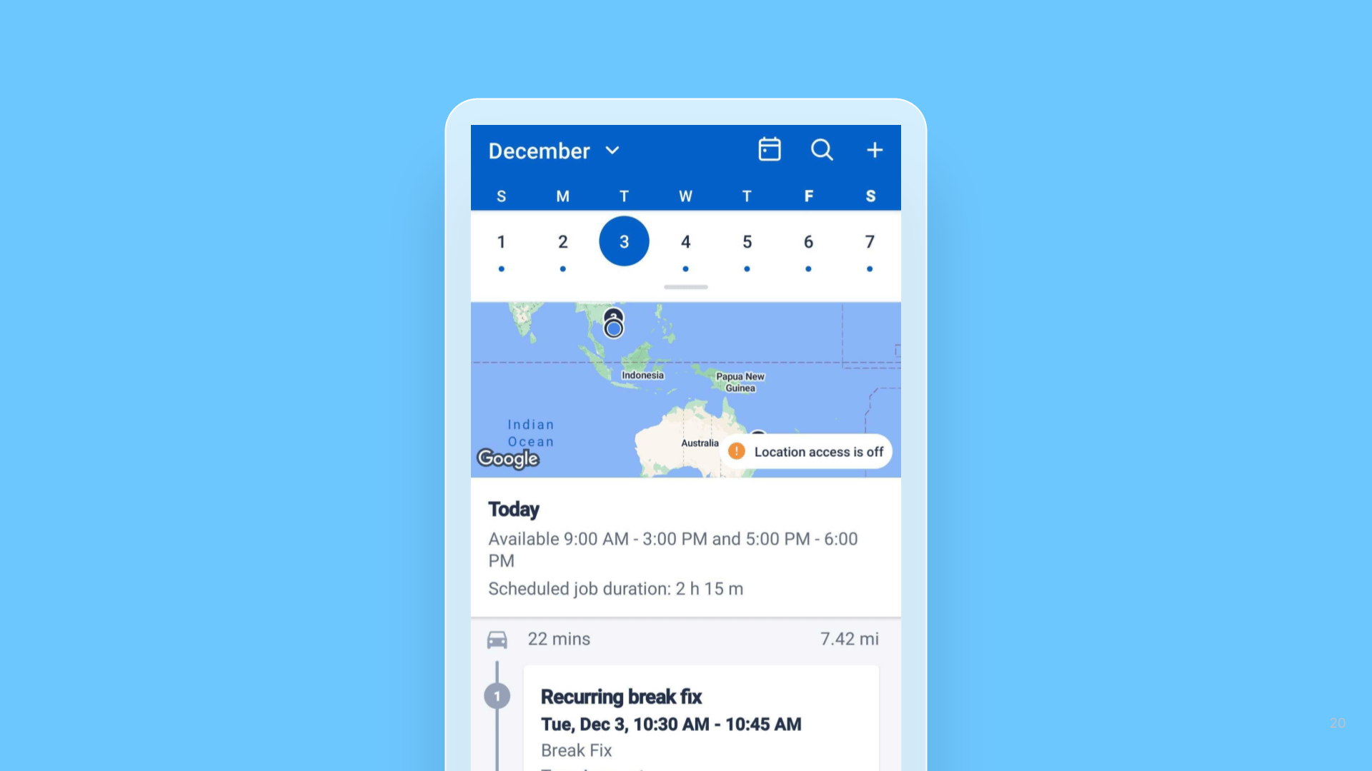 Skedulo Plus – Total daily scheduled work time in Agenda screen cover image