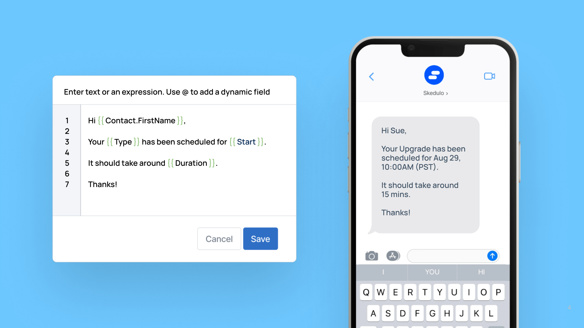 Improvements to formatting date & time fields in “Send SMS” actions within a triggered action cover image