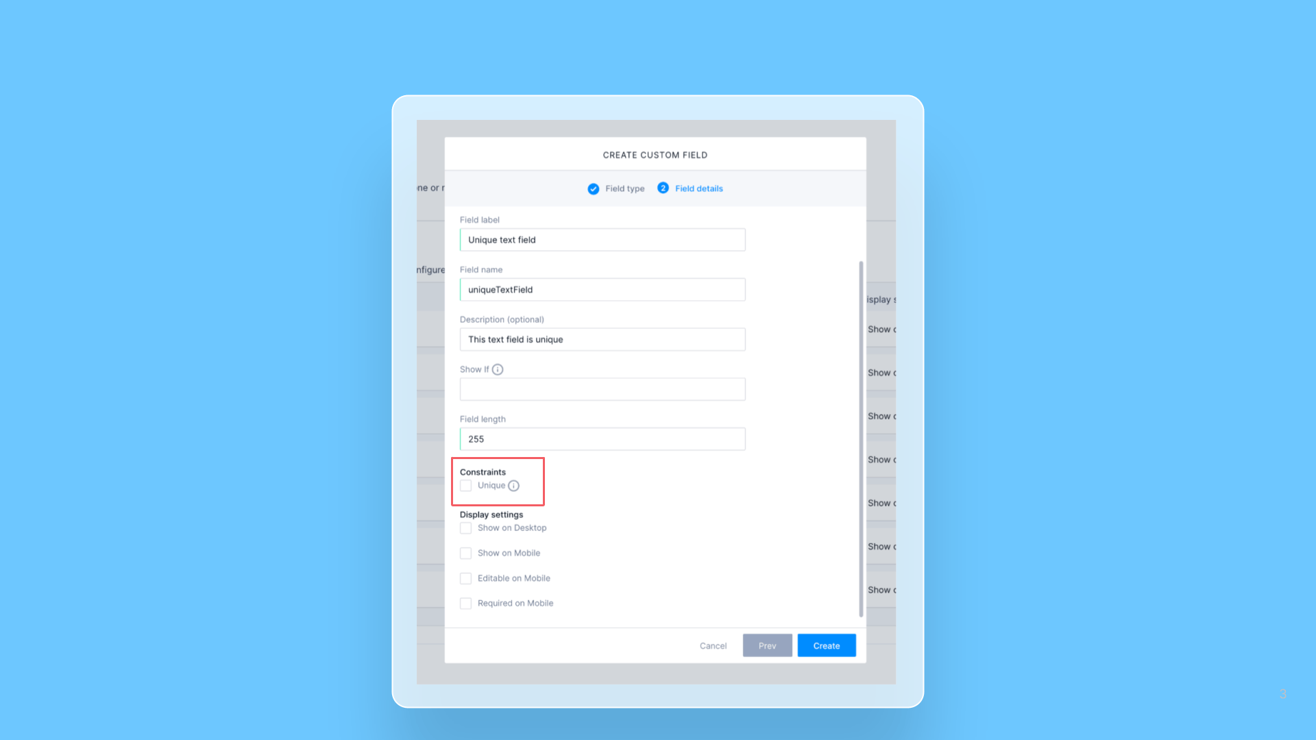 Create custom fields with unique constraints in the web app cover image