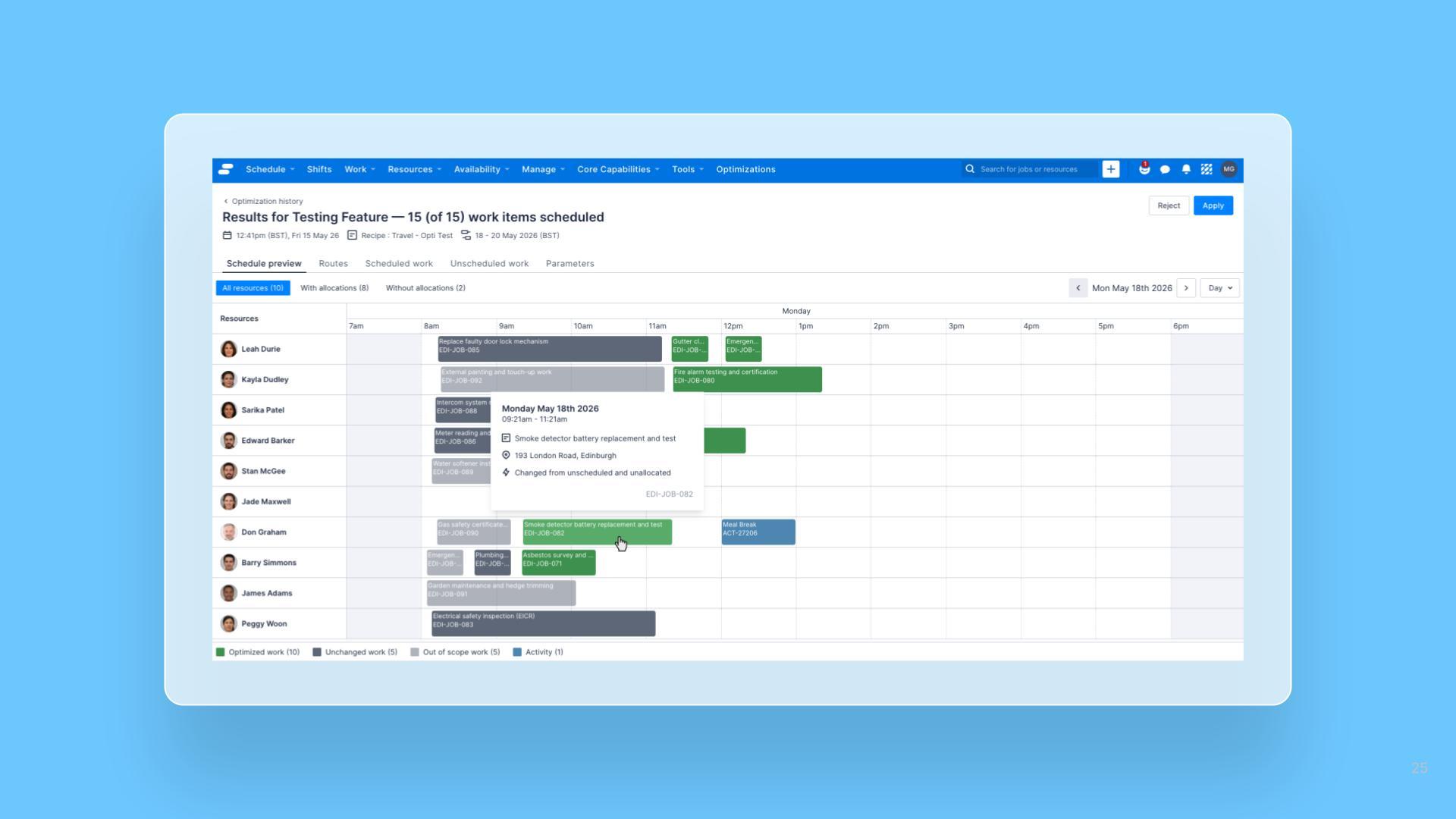 Optimization results improvement: color-coded schedule preview now distinguishes what has changed release note