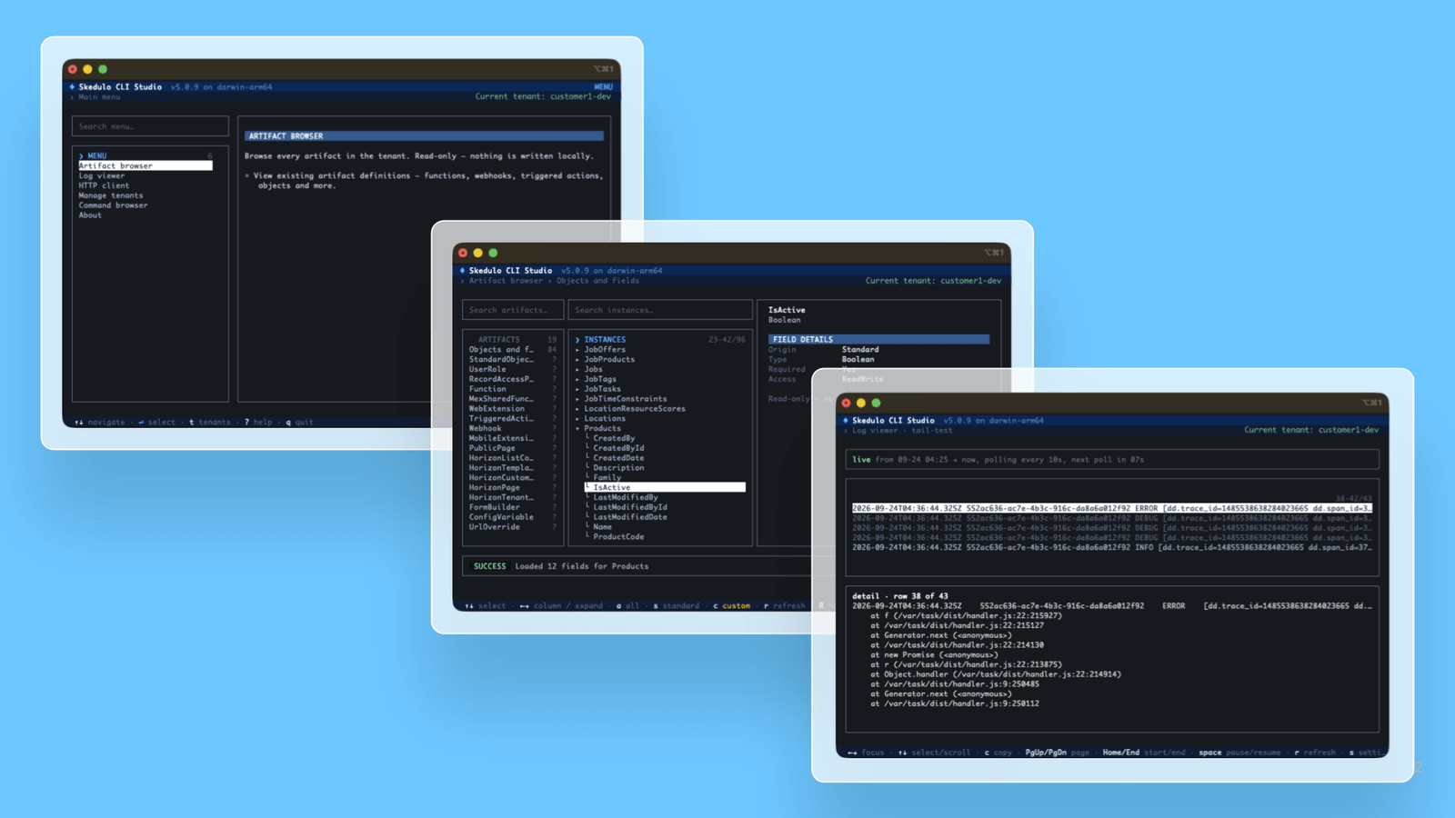 Skedulo CLI v5.1.2 - CLI Studio, logs and http commands cover image