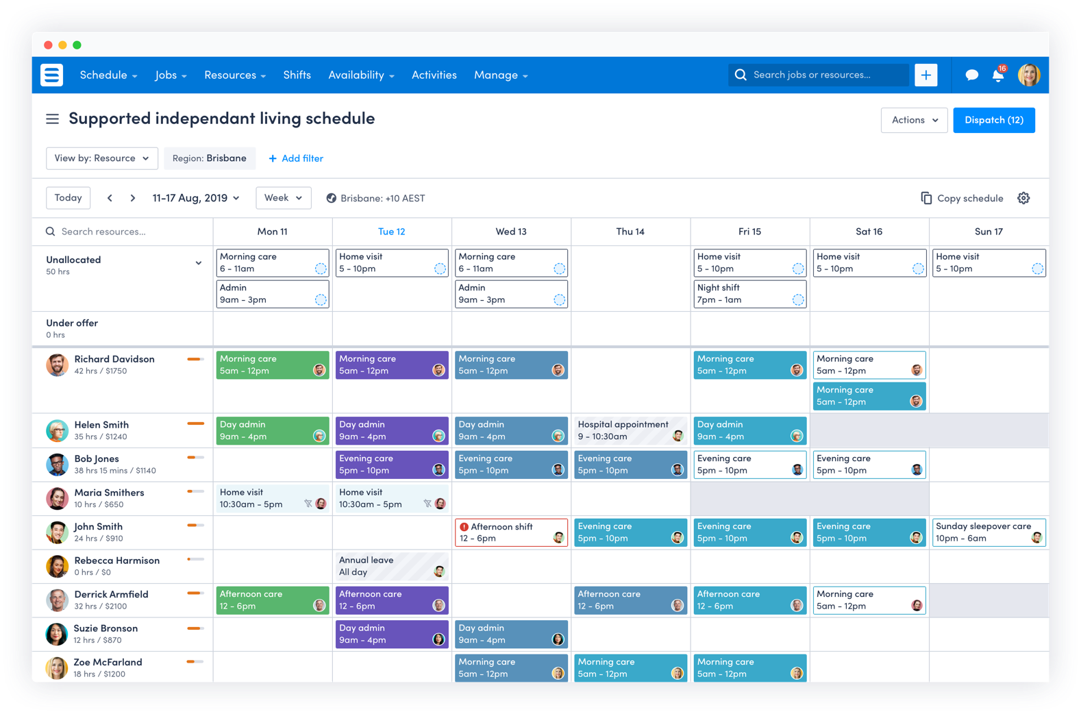 Skedulo Scheduling App User Interface